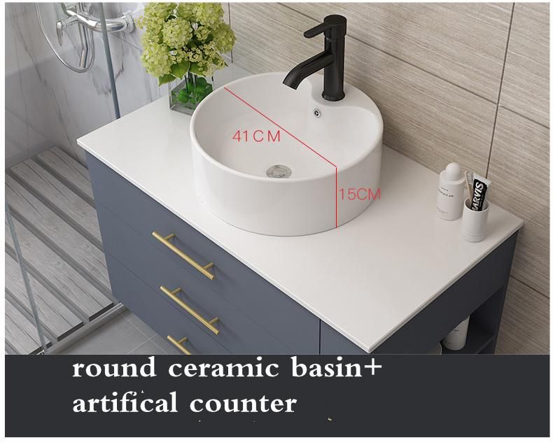 Marble Countertop Solid Wood Bathroom Toilet Cabinet Vanity Modern Furniture