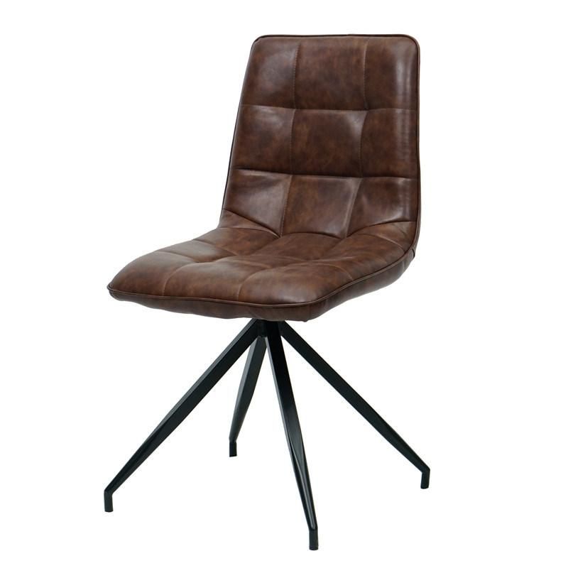 Home Furniture Vintage Style Senior Breathable Brown PU Leather Dining Chair