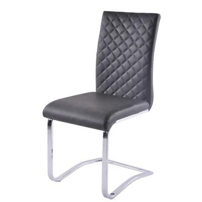 New Technology Upholstered PU Modern Style Chrome Legs Dining Chair