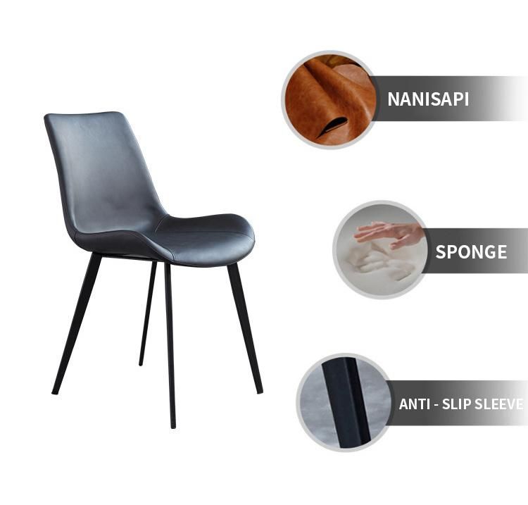 Factory Modern Furniture Hardware Armrest PU Leather Dining Chairs