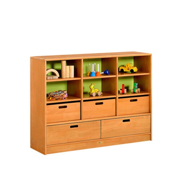 Kids Modern Wooden Kindergarten furniture, Preschool Kids Toy Storage Wooden Cabinet, Good Quality Baby furniture Toy Rack Cabinet with Drawers