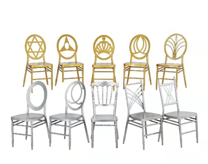 USA British Flower Back Wedding Gold Round Legs Dining Chair Cheap Outdoor Garden Aluminum Iron Metal Bamboo French Bistro Patio Restaurant Stack Chair