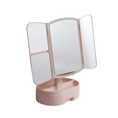 Rechargeable LED Makeup Mirror with 3 Models of Brightness Cosmetic Beauty Tabletop LED Light Mirror