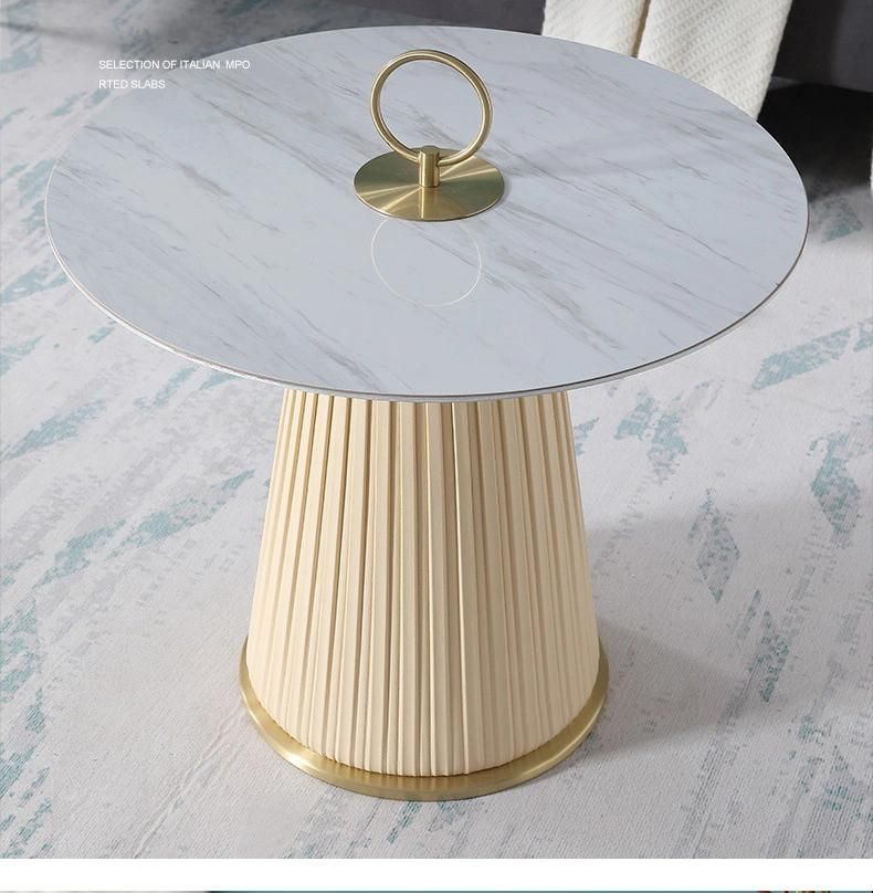 Modern Luxury PU Leather Large Size Sintered Stone Tea Table