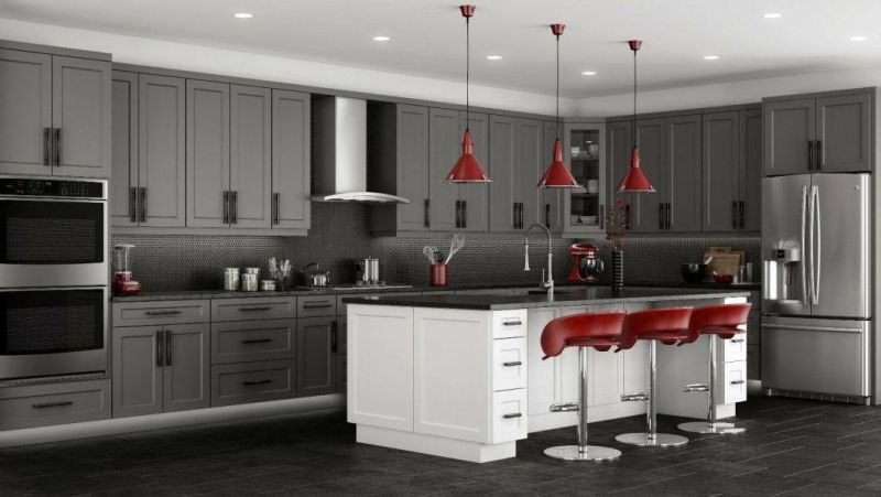 2019 Furniture Manufacturer Shaker Gray Painted Kitchen Cabinets All Wood