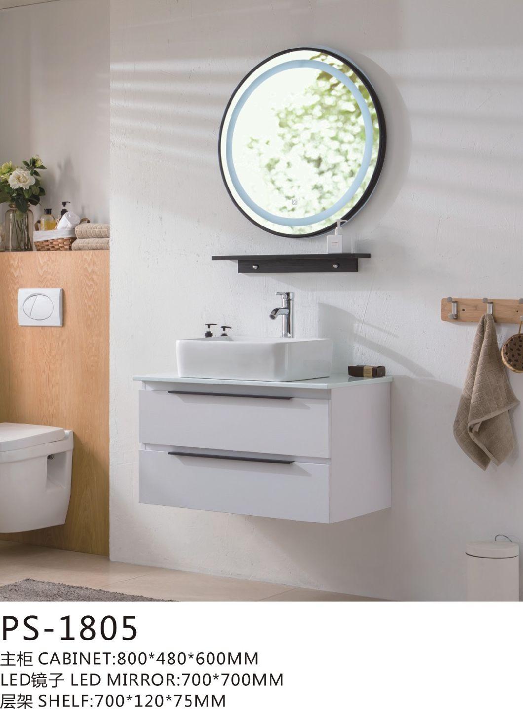 PVC Paint Free Wall Mounted Type Bathroom Furniture with Artificial Stone Top Ceramic Basin and Mirror