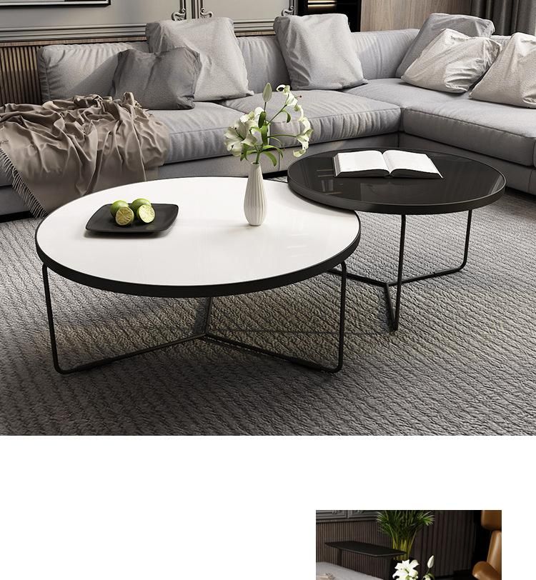 Modern Patio Furniture Living Room Tempered Glass/Marble Round Coffee Table