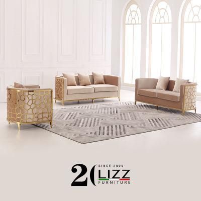 Luxury Metal Velvet Sofa Set Modern Home Furniture Office Sofa Sets in Foshan China