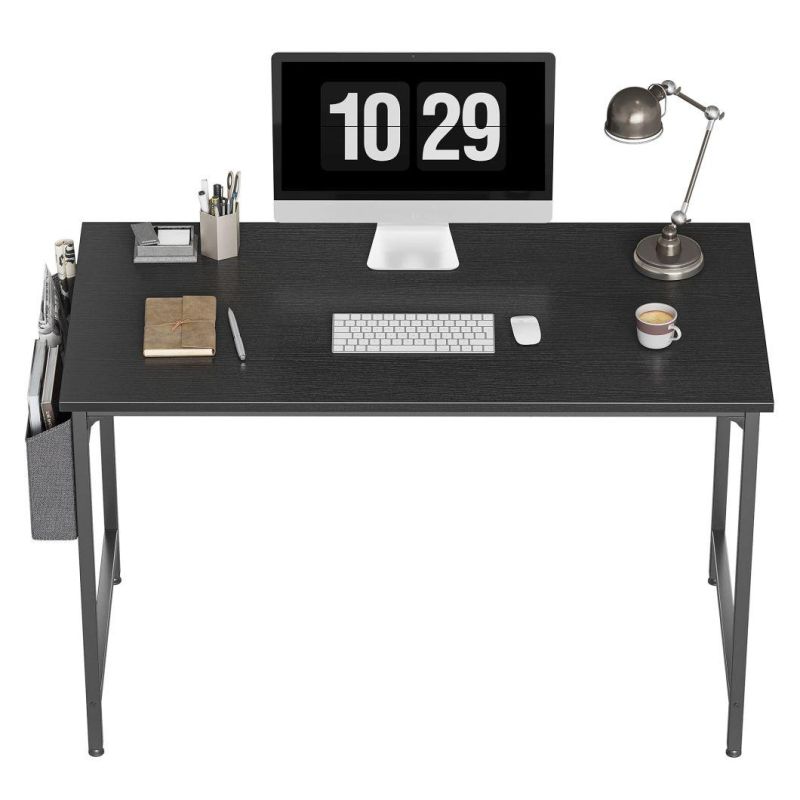 Study Computer Desk 63" Home Office Writing Small Desk, Modern Simple Style PC Table, Black Metal Frame, Rustic Brown