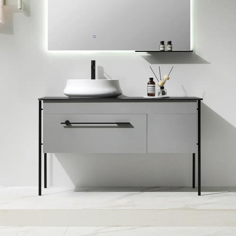 Contemporary Freestanding Bathroom Vanity Stone Top with Counter Sink & Drawer