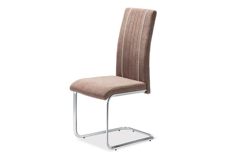 Modern Design Home Hotel Restaurant Upholstered Furniture Fabric Metal Chromed Leg Dining Chair