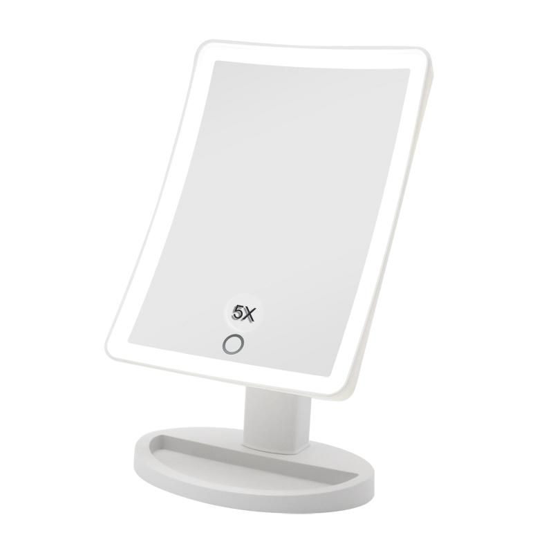 Custom Logo Magnify Dimmable LED Lighted Vanity Desk Makeup Mirror