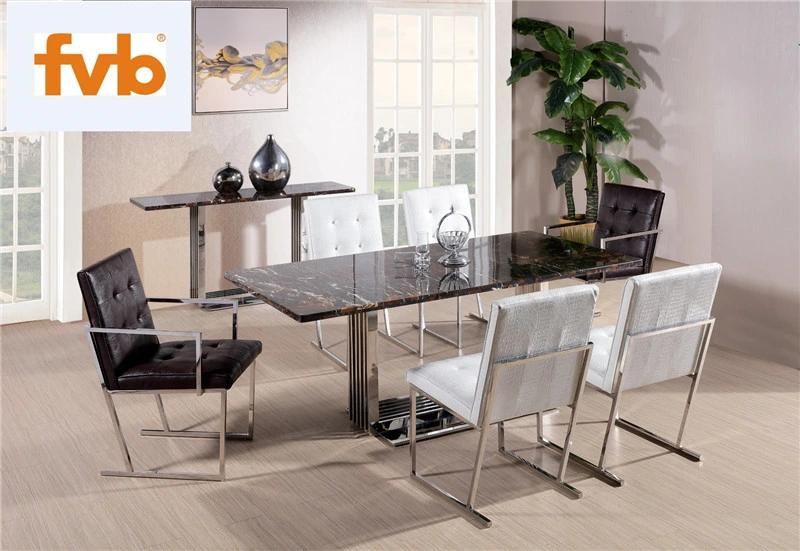 New Design 6 Seater Metal Legs Tempered Glass Top Dining Tables for Home Furniture