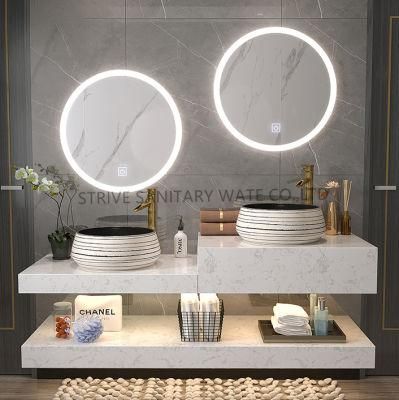 Double Sink Modern Luxury Wholesale Bathroom Vanity with LED Medicine Cabinet