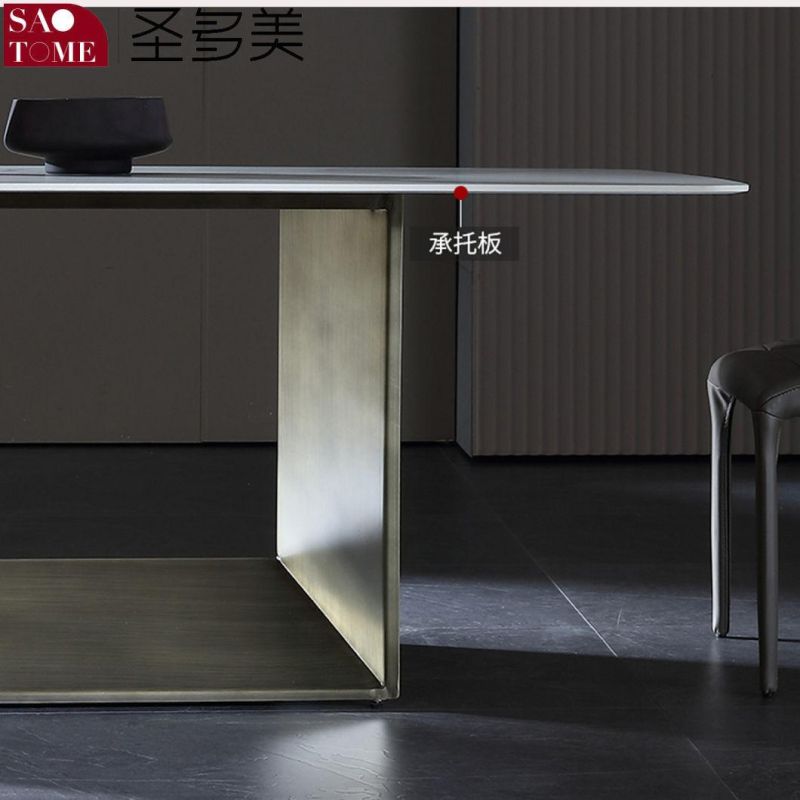 Modern Rock Furniture Stainless Steel Antique Bronze Dining Table