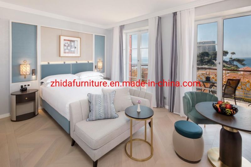 Customized Made Luxury Modern Sea Side Hotel Living Room Furniture Apartment Bedroom Set King Size Bed Furniture with Leisure Sofa Couch