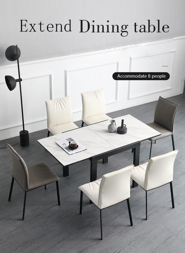 Modern Hardware Functional Home Kitchen Furniture Square Marble Extendable Dining Table