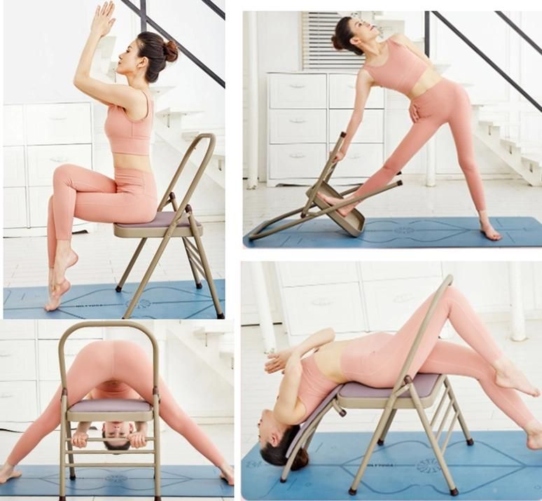 Yoga Chair Auxiliary Tool Wholesale Backless Metal Iyengar Yoga Folding Steel Chair