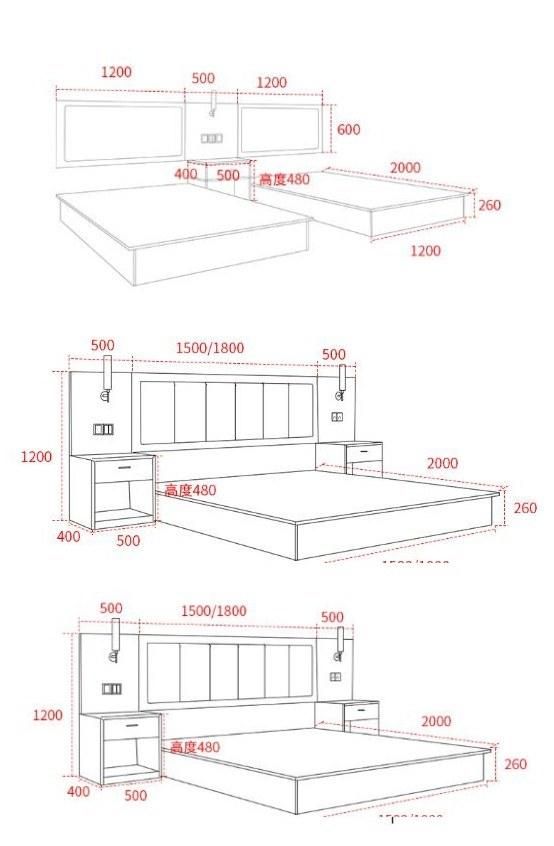 Modern Chinese Wooden Living Room Bedroom Set Beds Home Hotel Furniture