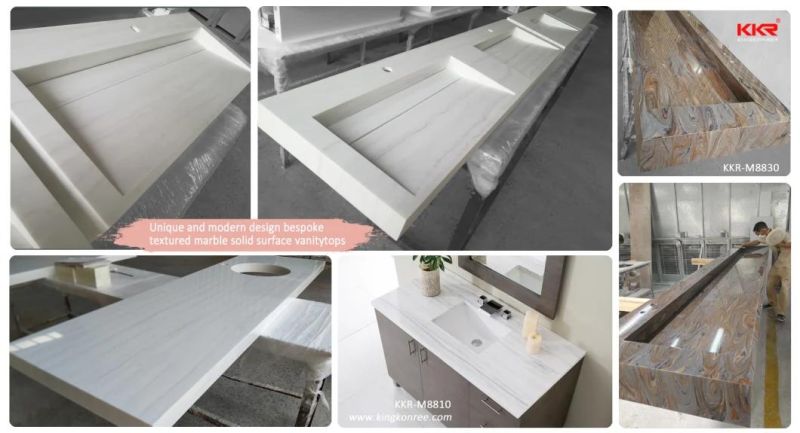 Wall Mounted Solid Surface Solid Wood Double Sink Cabinet Marble Bathroom Vanity