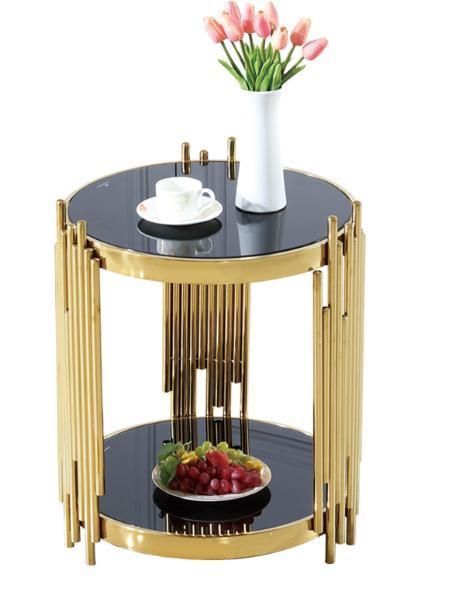 Apartment Furniture Titanium Stainless Steel Black Rock Beam Coffee Table