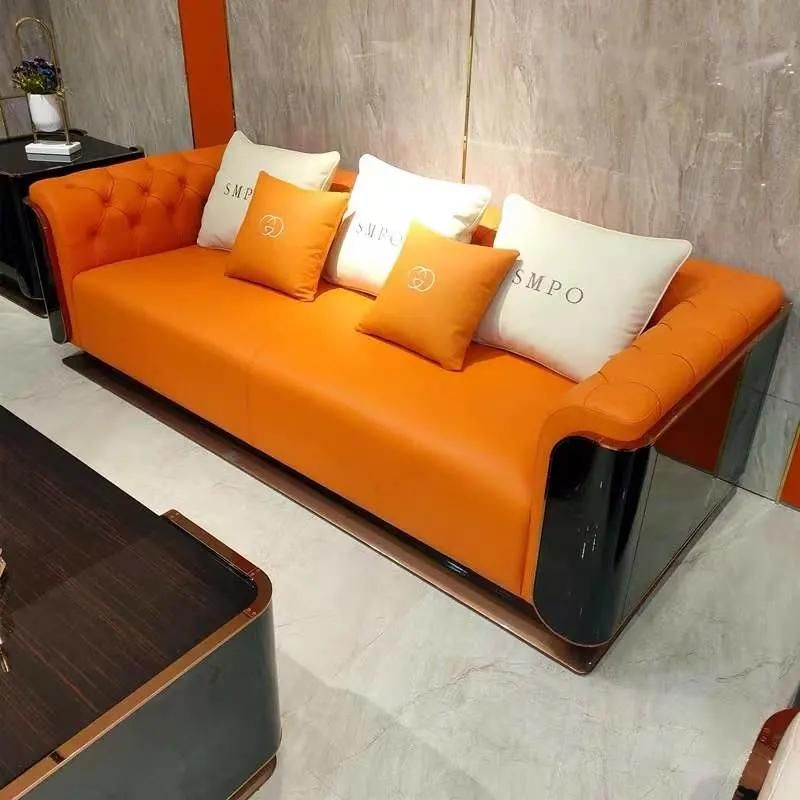 High End Big Size Modern Luxury Italian Home Furniture 3+2+1 Sofa Set Furniture Living Room Customized Genuine Leather Sofa