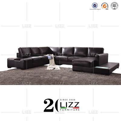 High End Quality Modern Commercial Style Design Living Room Furniture European U Shape Genuine Leather Sofa