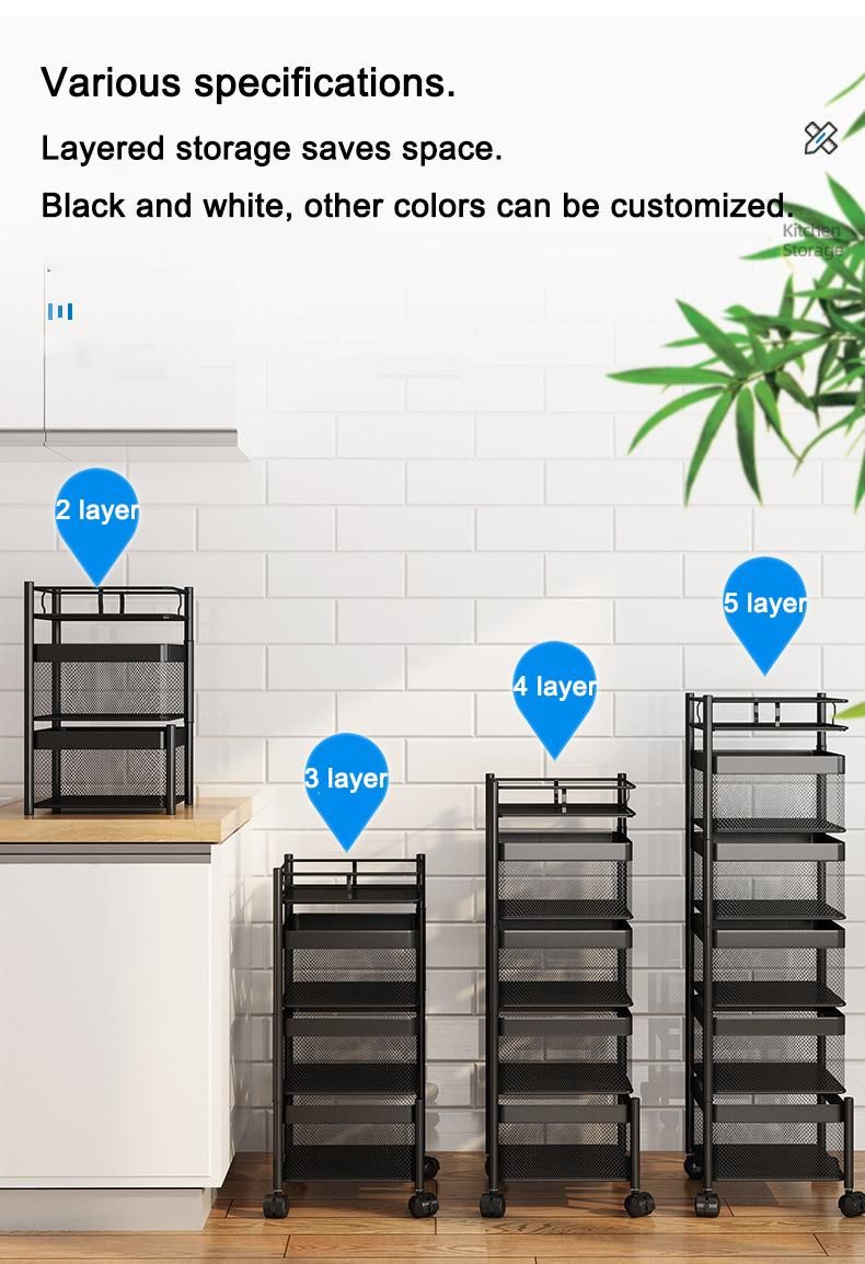 4 Tier Kitchen Storage Rack Rotating Square Kitchen Rack Basket Household Items Fruits and Vegetables Storage Rack