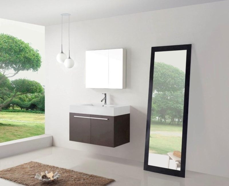 Modern Melamine MDF Wall Mounted Bathroom Vanity with Mirror Cabinet