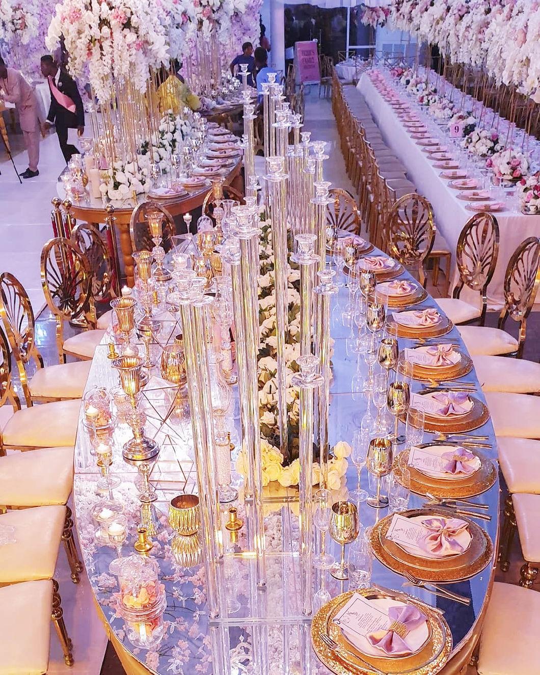 Wholesale Popular Wedding Gold Stacking Dining Chair Back Decoration