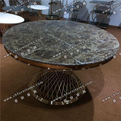 Modern Dining Room Furniture Marble Top Stainless Steel Dining Table Yc-St31