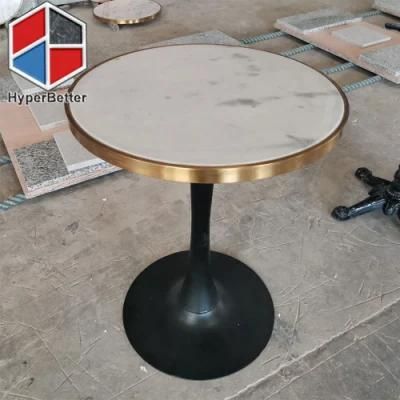 Tulip White Marble Coffee Tables with Black Tulip Base