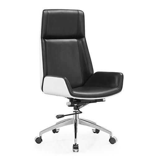 Commercial Office Furniture Black Armrest Revolving Office Leather Chair