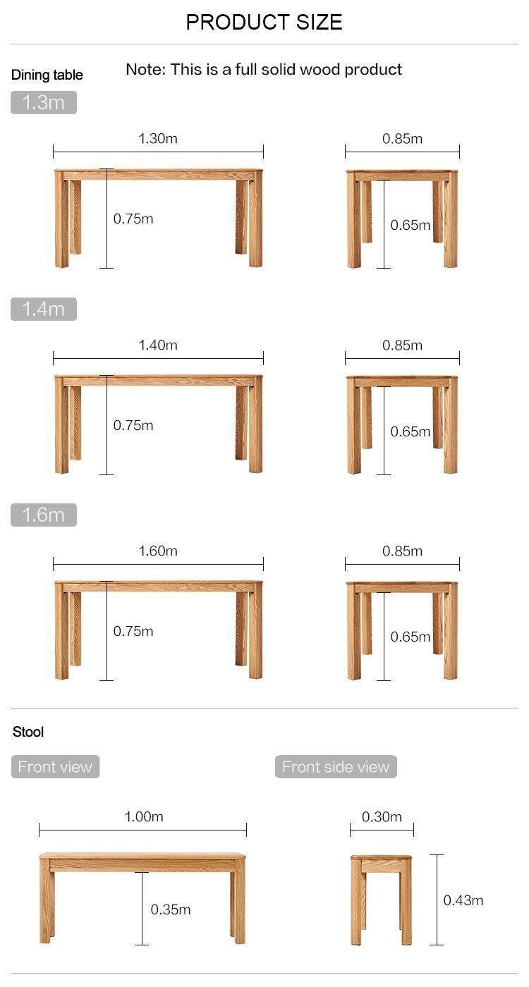 Furniture Modern Furniture Kitchen Cabinets Home Furniture Living Room Solid Wood Simple Oak Dining Table Natural Color Nordic Dining Table and Chair Set