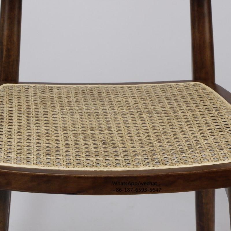 Nordic Modern Pierre Jeanneret Black Brown Natural Wood Cane Wicker Rattan Back Chair