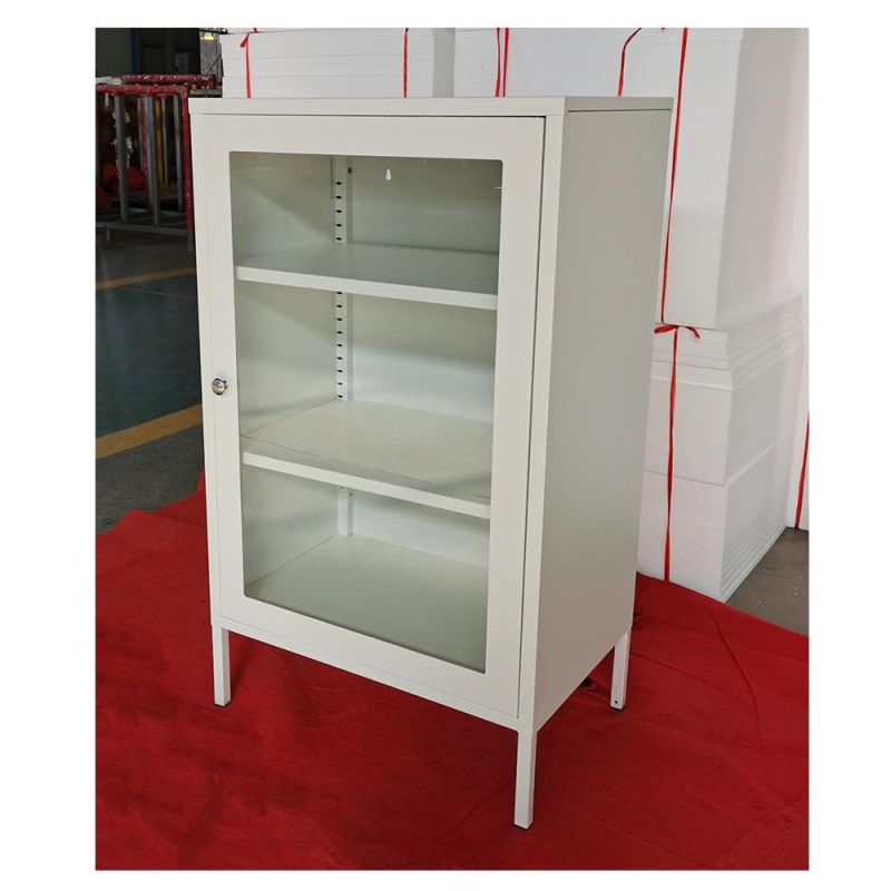 Fas-B01 Glass Door Display Book Shelf Cabinet Modern Living Room Metal Storage Cabinet