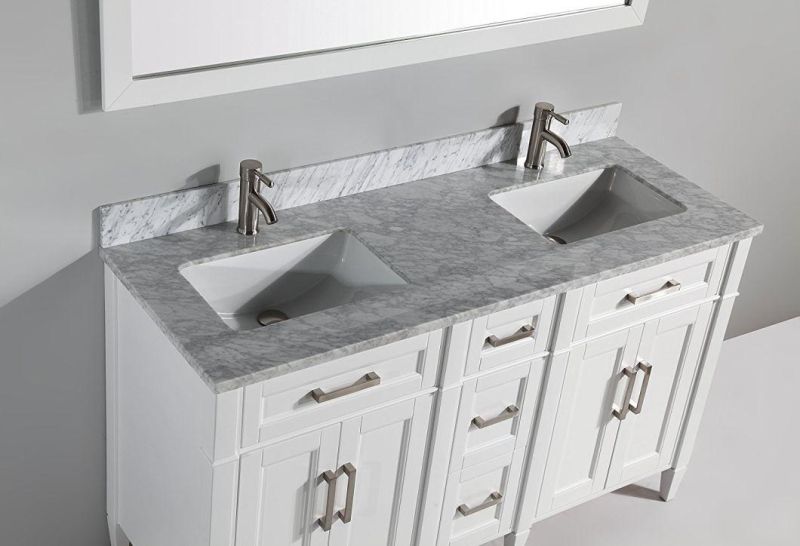 Wholesale New Design White 60" Double Sink Bathroom Cabinet