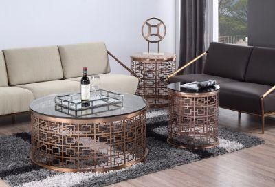 Best Quality Round Tempered Glass Coffee Table with Stainless Steel Frame