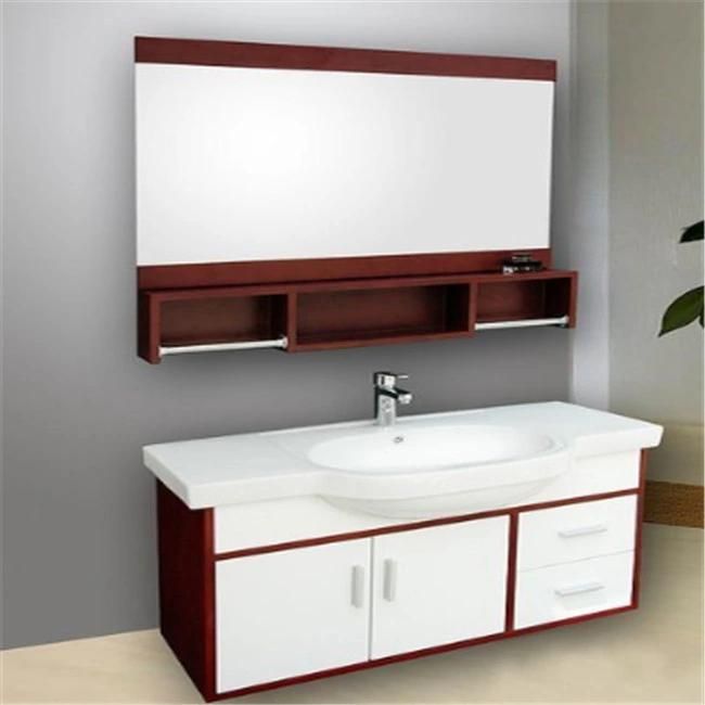 Modern Wall Mounted Waterproof Hotel PVC or MDF Bathroom Cabinet with Mirror