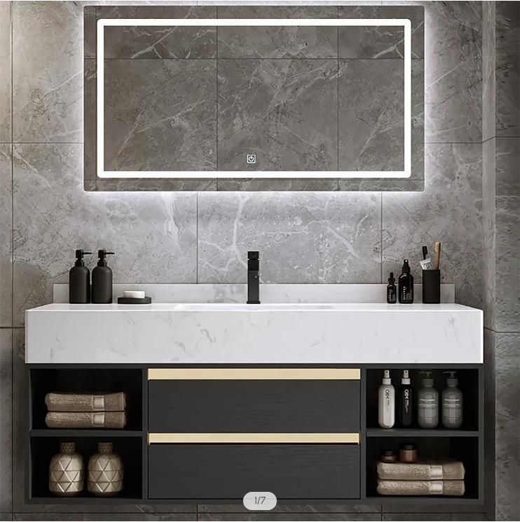 47" Floating Bathroom Vanity with Sink Faux Marble Bathroom Countertop Wall Mounted