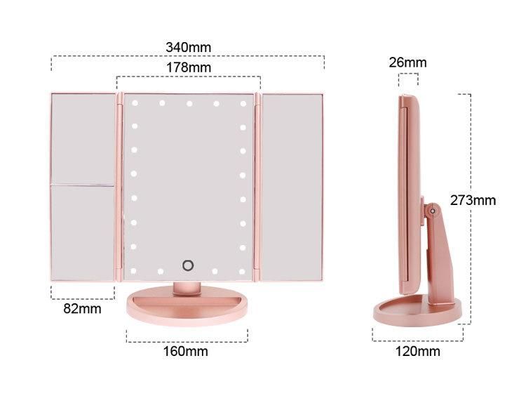 Rose Gold Makeup Storage Groove Table Standing Mirror 