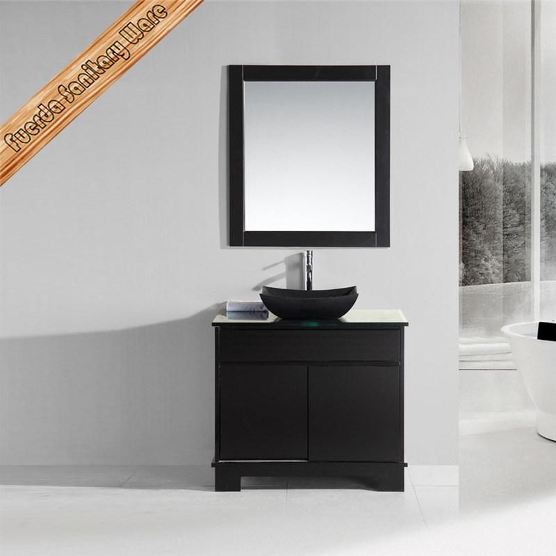 Double Sink Granite Basin Black Color Bathroom Furniture