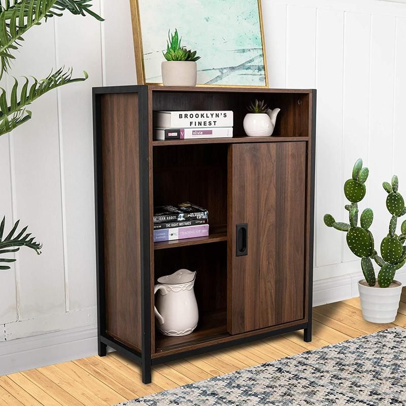 Modern Simple Brown Double Door Independent Porch Living Room Storage Cabinet 0239