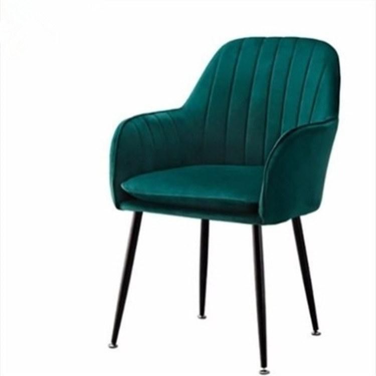 Hot Sale Modern Design Arm Metal Dinner Velvet Leisure Fabric Dining Room Sillas Upholstered Dining Chair