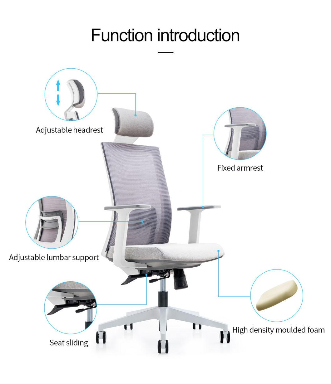 Ergonomic Swivel Revolving Office Chair PC Computer Racing Furniture White Flip-up Armrest Mesh High Back Comfort