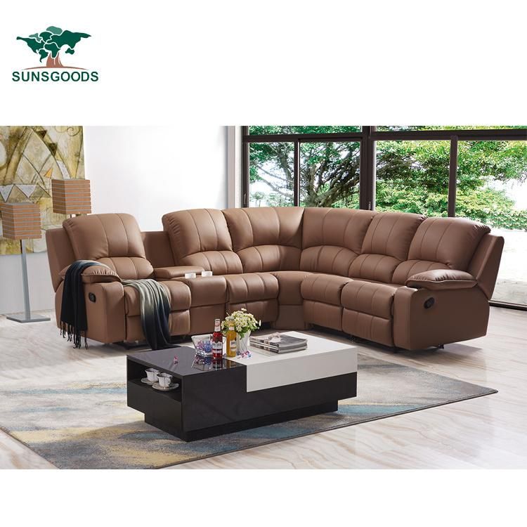 Modern Designs Leisure PU Leather Home Furniture Genuine Leather Corner Sofa