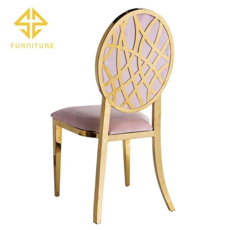 Wholesale Gold Stainless Steel Frame Velvet Cushion Wedding Banquet Chair