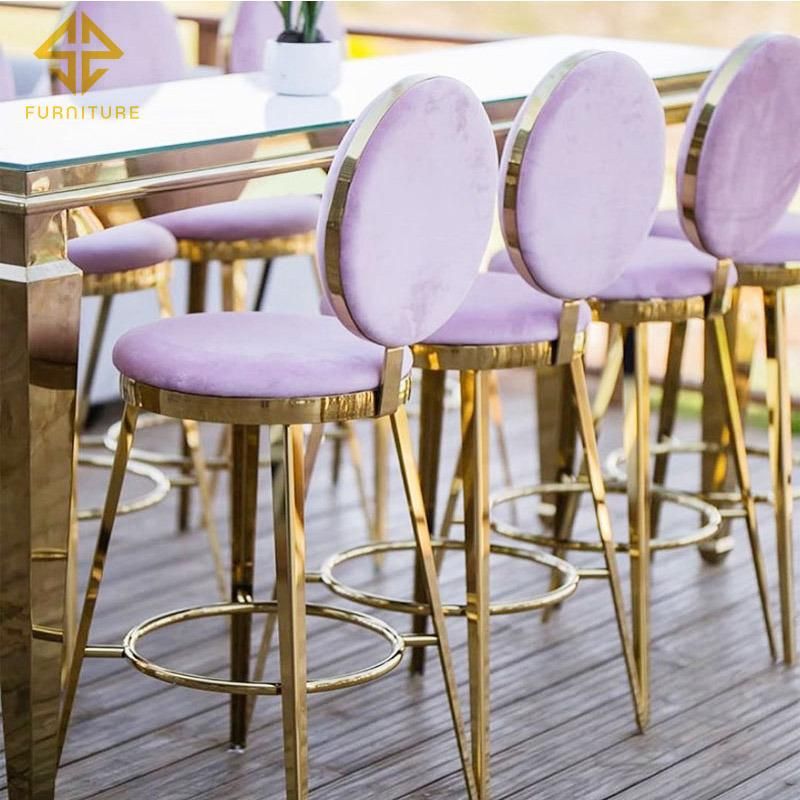 Modern Honeycomb Stainless Steel Frame Upholstered Bar Stool High Chair