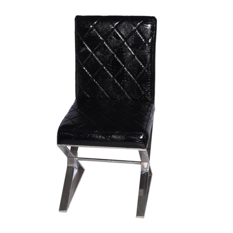 Modern Restaurant Chair Black Chrome Metal Legs PU Dining Hotel Office Home Living Room Furniture