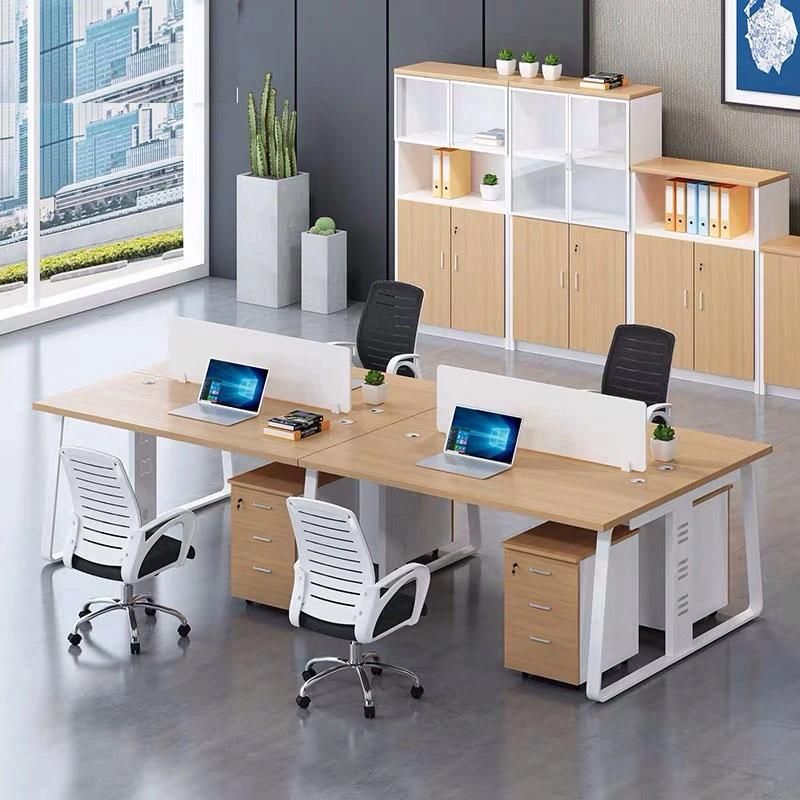 China Modular Office Cubicle Workstation Melamine 4 Person Office Desk (SZ-WST744)